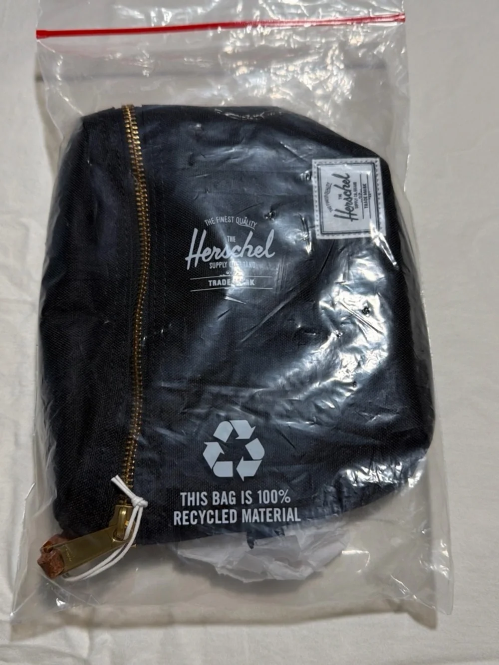 Herschel Supply Company Black Crossbody Waist Pack with Gold Zipper
